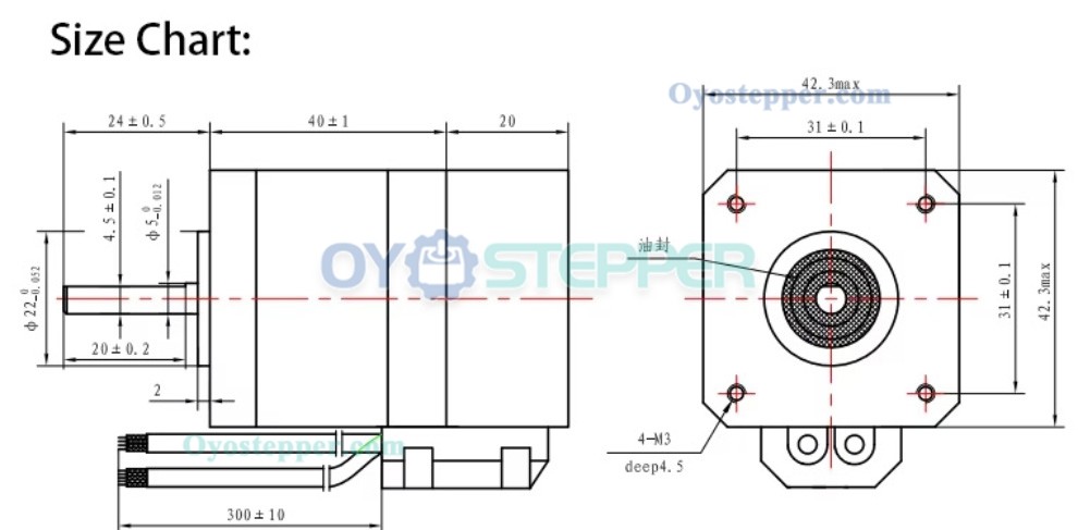 CASUN IP67 Waterproof Nema 17 Stepper Motor 1.8&deg; 1.68A 400mN.m 12V 2 Phase Coaxial Stacked Stepper Motor